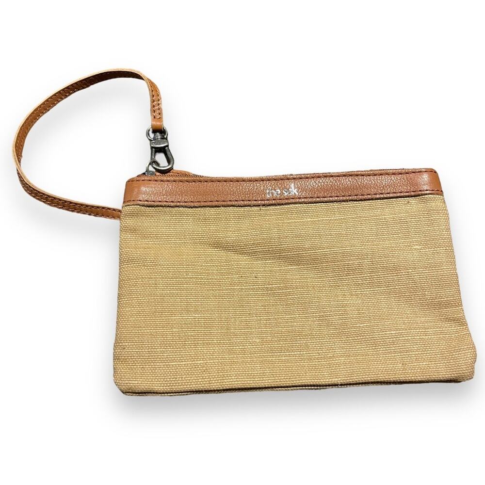 The Sak Wristlet Coin Purse Cosmetics Bag Tan Brown